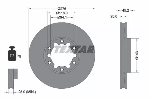 2x Textar Front Vented Brake Discs Pair For Nissan Cabstar Nt400 Cabstar