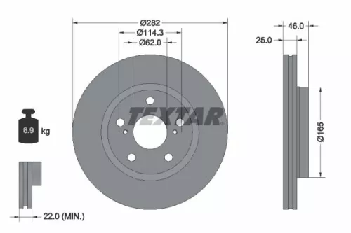 2x Textar Front Vented Brake Discs Pair For Suzuki Toyota Corolla Corolla Quest 