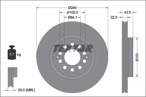 2x Textar Front Vented Brake Discs Pair For Mg Mg (Saic) Roewe (Saic) Mg Zs Rx3 
