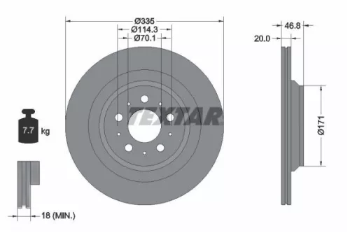 2x Textar Rear Vented Brake Discs Pair For Tesla Model 3