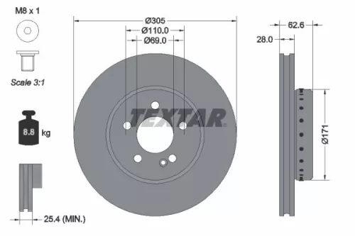 2x Textar Front Two-part Brake Disc Brake Discs Pair For Mercedes C-class E-clas