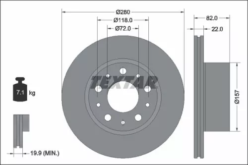 2x Textar Rear Vented Brake Discs Pair For Fiat Ducato