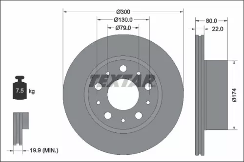 2x Textar Rear Vented Brake Discs Pair For Fiat Ducato