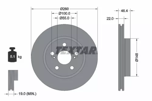 2x Textar Front Vented Brake Discs Pair For Toyota Yaris