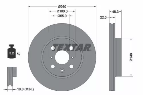 2x Textar Front Vented Brake Discs Pair For Toyota Aygo X