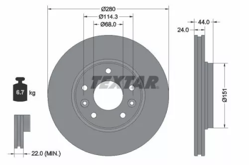 2x Textar Front Vented Brake Discs Pair For Nissan Renault Samsung Arkana Kicks 