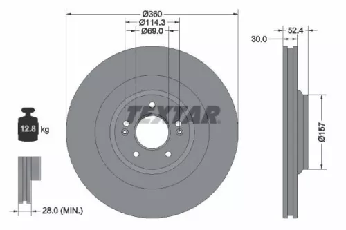 2x Textar Front Vented Brake Discs Pair For Hyundai I30 Kona
