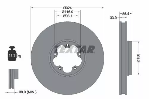 2x Textar Front Vented Brake Discs Pair For Ford Tourneo Custom Transit Custom
