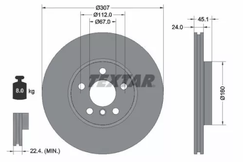2x Textar Front Vented Brake Discs Pair For Bmw Mini 1 2 Countryman X1 X2