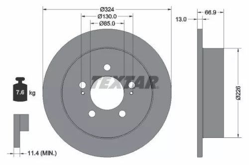 2x Textar Rear Solid Brake Discs Pair For Kg Mobility Ssangyong Musso Musso Gran