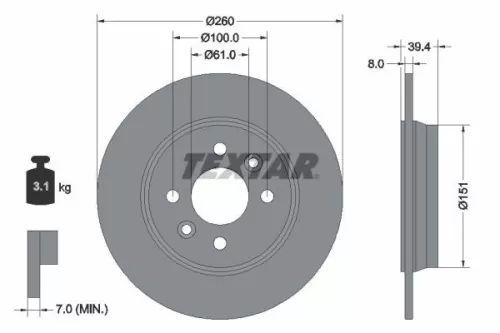 2x Textar Rear Solid Brake Discs Pair For Renault Clio Taliant