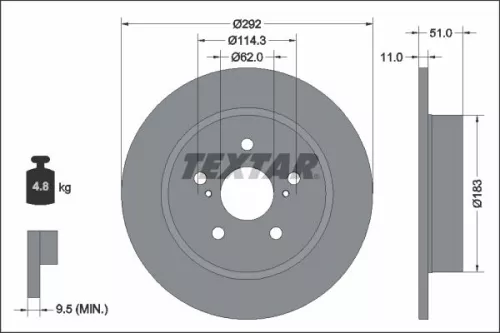 2x Textar Rear Solid Brake Discs Pair For Toyota C-hr