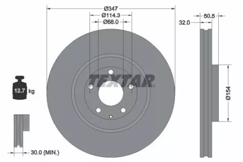 2x Textar Front Vented Brake Discs Pair For Mazda Cx-60 Cx-80