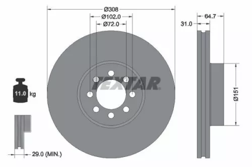 2x Textar Front Vented Brake Discs Pair For Maxus Deliver 9 Edeliver 3