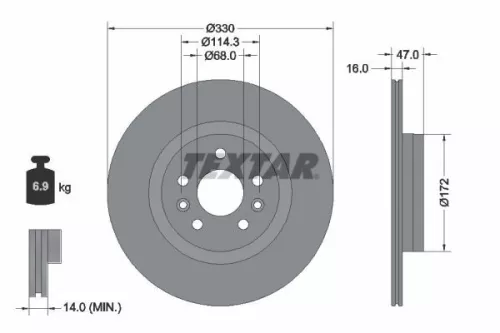 2x Textar Rear Vented Brake Discs Pair For Renault Austral Espace Rafale