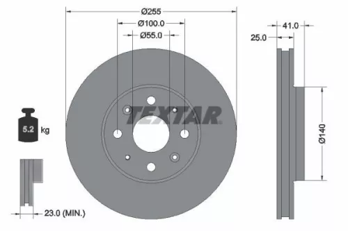 2x Textar Front Vented Brake Discs Pair For Byd Dolphin Sea Mew