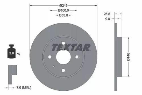 2x Textar Rear Solid Brake Discs Pair For Byd Dolphin Sea Mew