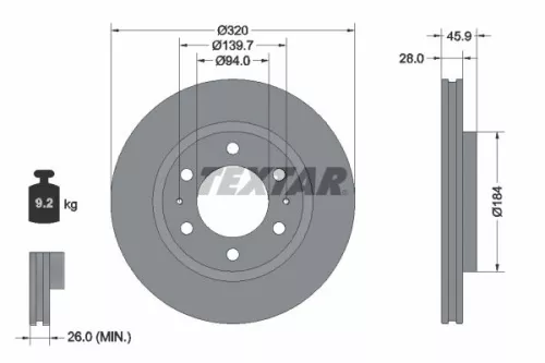 2x Textar Front Vented Brake Discs Pair For Mitsubishi Pajero Sport