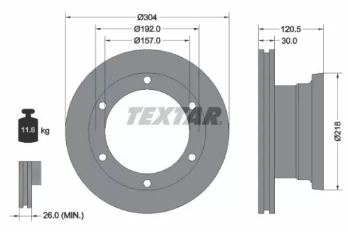 2x Textar Rear Vented Brake Discs Pair For Mercedes Vario