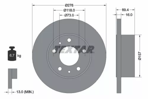 2x Textar Rear Solid Brake Discs Pair For Iveco Daily