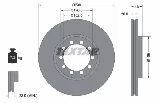 2x Textar Front Vented Brake Discs Pair For Renault Renault Trucks Mascott Maste