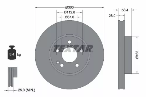 2x Textar Front Vented Brake Discs Pair For Mercedes Mercedes (Fjda) Marco Polo 