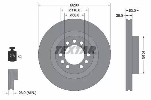 2x Textar Front Vented Brake Discs Pair For Iveco Daily