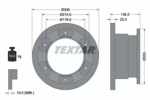 2x Textar Rear Solid Brake Discs Pair For Iveco Daily