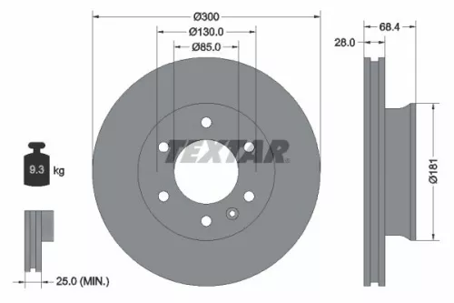 2x Textar Front Vented Brake Discs Pair For Dodge Freightliner Mercedes Mercedes