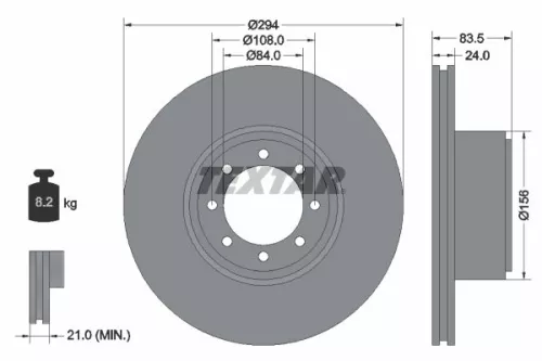2x Textar Rear Vented Brake Discs Pair For Iveco Daily