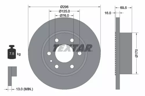 2x Textar Rear Solid Brake Discs Pair For Iveco Daily