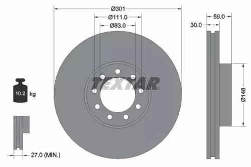 2x Textar Front Vented Brake Discs Pair For Iveco Daily