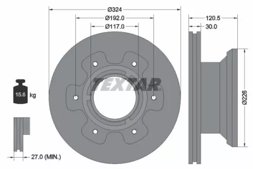2x Textar Rear Vented Brake Discs Pair For Mercedes Plaxton Beaver Vario