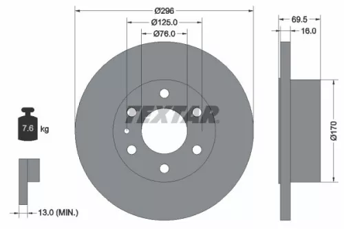 2x Textar Rear Solid Brake Discs Pair For Iveco Daily