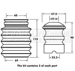 FIRST LINE FIRST LINE FPK7009 Front Shock Absorber Dust Cover Kit For Bmw 3 5 7 8 Series 
