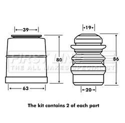 FIRST LINE FIRST LINE FPK7074 Front Shock Absorber Dust Cover Kit For Audi Seat Skoda Vw A4 A6 A8 Exeo Passat  
