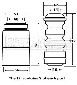 FIRST LINE FIRST LINE FPK7089 Rear Shock Absorber Dust Cover Kit For Mazda Seat Vw Cordoba Demio Ibiza Polo 