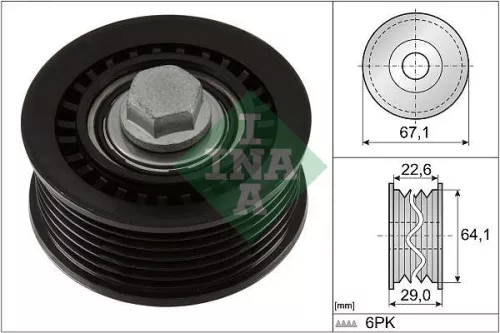 Ina Deflection/guide Pulley V-ribbed Belt Fits Citroën Citroën (Df-psa) Ds Opel 