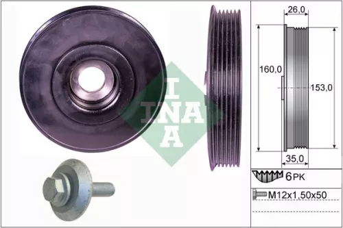 Ina Belt Pulley Set Crankshaft Fits Citroën Ford Mazda Mini Peugeot Volvo 1007 1