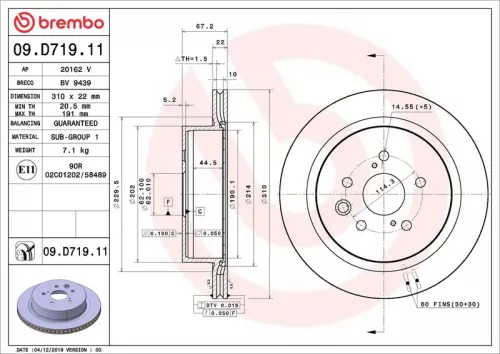 2x Brembo Rear Vented Brake Discs 310mm Fits Lexus Gs Rc
