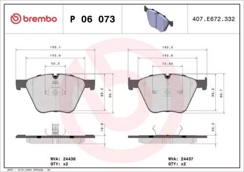 P06073 Brembo Pads Fits Alpina Bmw B6 X6 X5 7 5 Series 2413079