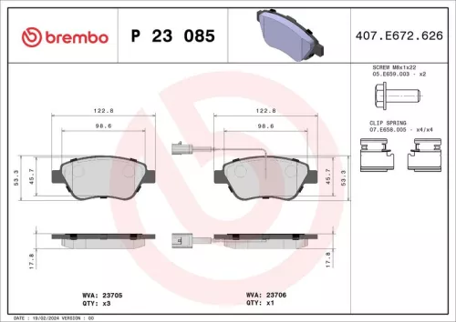 Brembo P23085 Front Brake Pad Set Fits Alfa Romeo Fiat Lancia 500 C Bravo Doblo