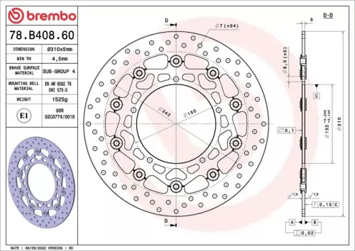 Brembo Front Rear Two-Part Brake Disc Brake Disc 310mm Fits Yamaha Fz Xt Yzf-R