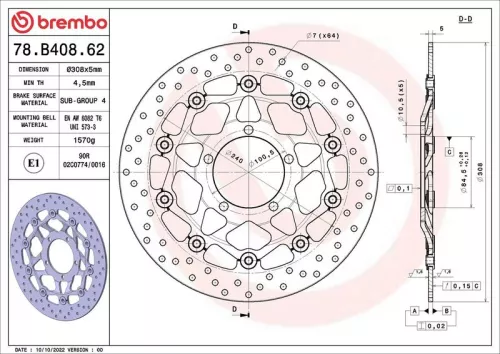 Front Rear Two-Part Brake Disc Brake Disc 308mm Fits Triumph Daytona Street