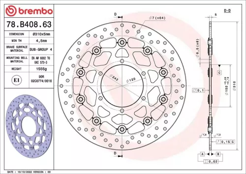 Front Two-Part Brake Disc Brake Disc 310mm Fits Suzuki Gsx-R (124Cc - + more