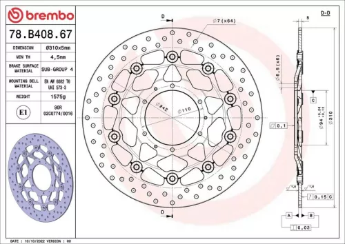 Front Two-Part Brake Disc Brake Disc 310mm Fits Honda Cb (501Cc - ) Cbr + more