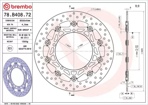 Brembo Front Two-Part Brake Disc Brake Disc 320mm Fits Triumph Speed Trophy