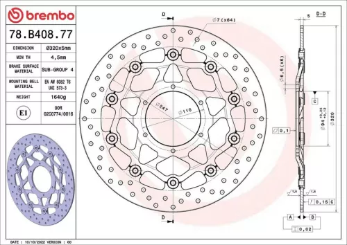 Brembo Front Two-Part Brake Disc Brake Disc 320mm Fits Honda Vtr