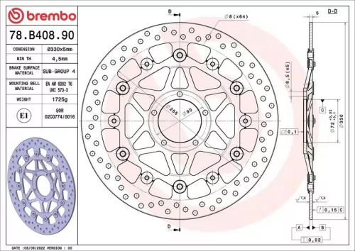 Front Left Two-Part Brake Disc Brake Disc 330mm Fits Ducati 1098 1198 + more