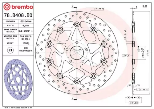 Brembo Front Two-Part Brake Disc Brake Disc 320mm Fits Ktm Duke